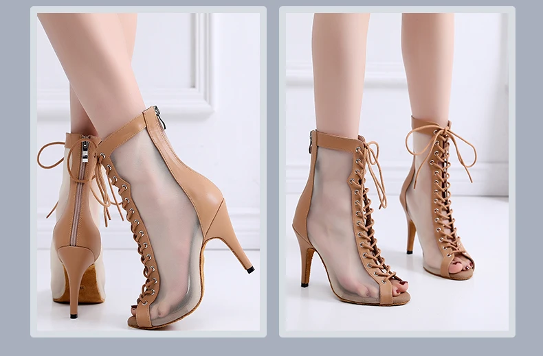 Woman High Tip Ballroom Dance Shoes Woman Ruber Insole Latino Salsa Dancing Shoes For Girls Soft Bottom Practice Latin Shoes