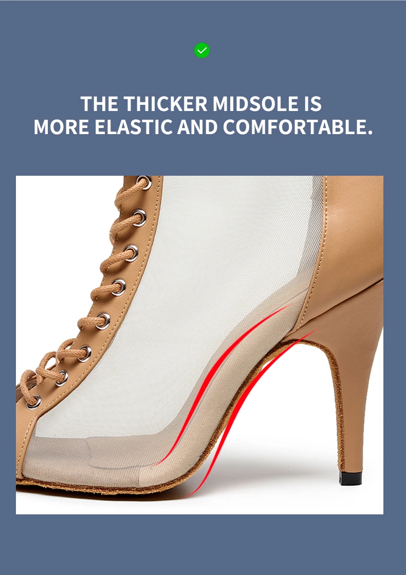 Woman High Tip Ballroom Dance Shoes Woman Ruber Insole Latino Salsa Dancing Shoes For Girls Soft Bottom Practice Latin Shoes
