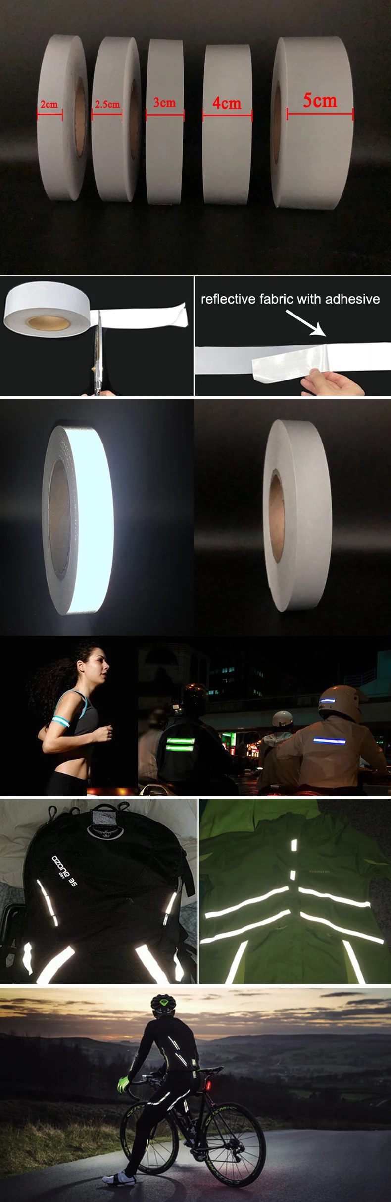 Reflective Self-Adhesive Fabric High Bright Reflective Sticker Strip For Clothes