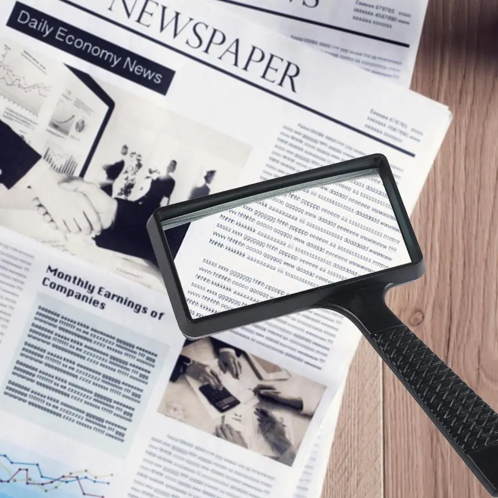 10X Handheld Magnifier Large Rectangular Handheld Rectangular Magnifier Magnifying Glass Loupe For Reading Newspaper Use