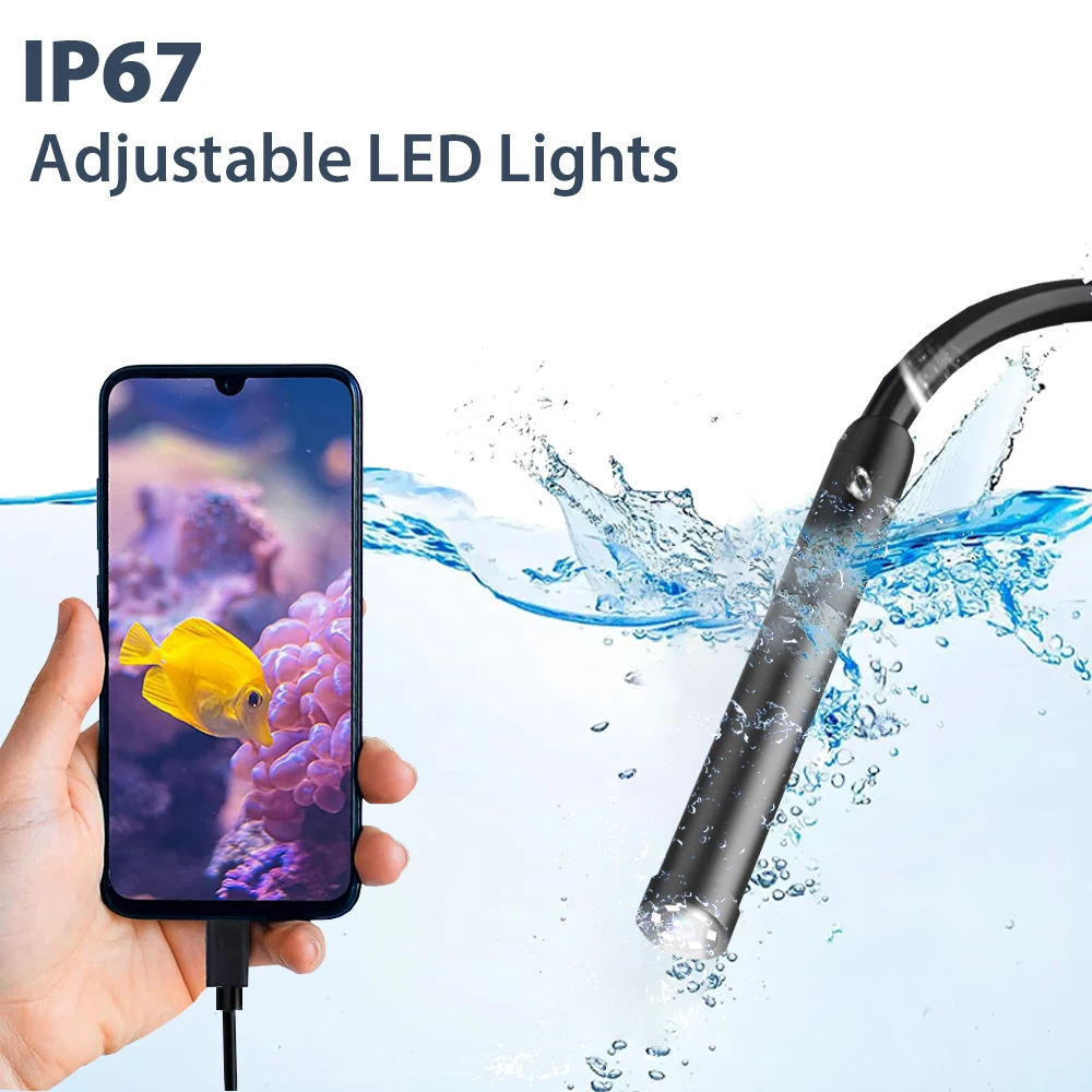 KERUI 2MP Industrial Endoscope Camera Single/Dual Lens Mini Inspection Camera for Iphone Waterproof Pipeline Borescope Type C