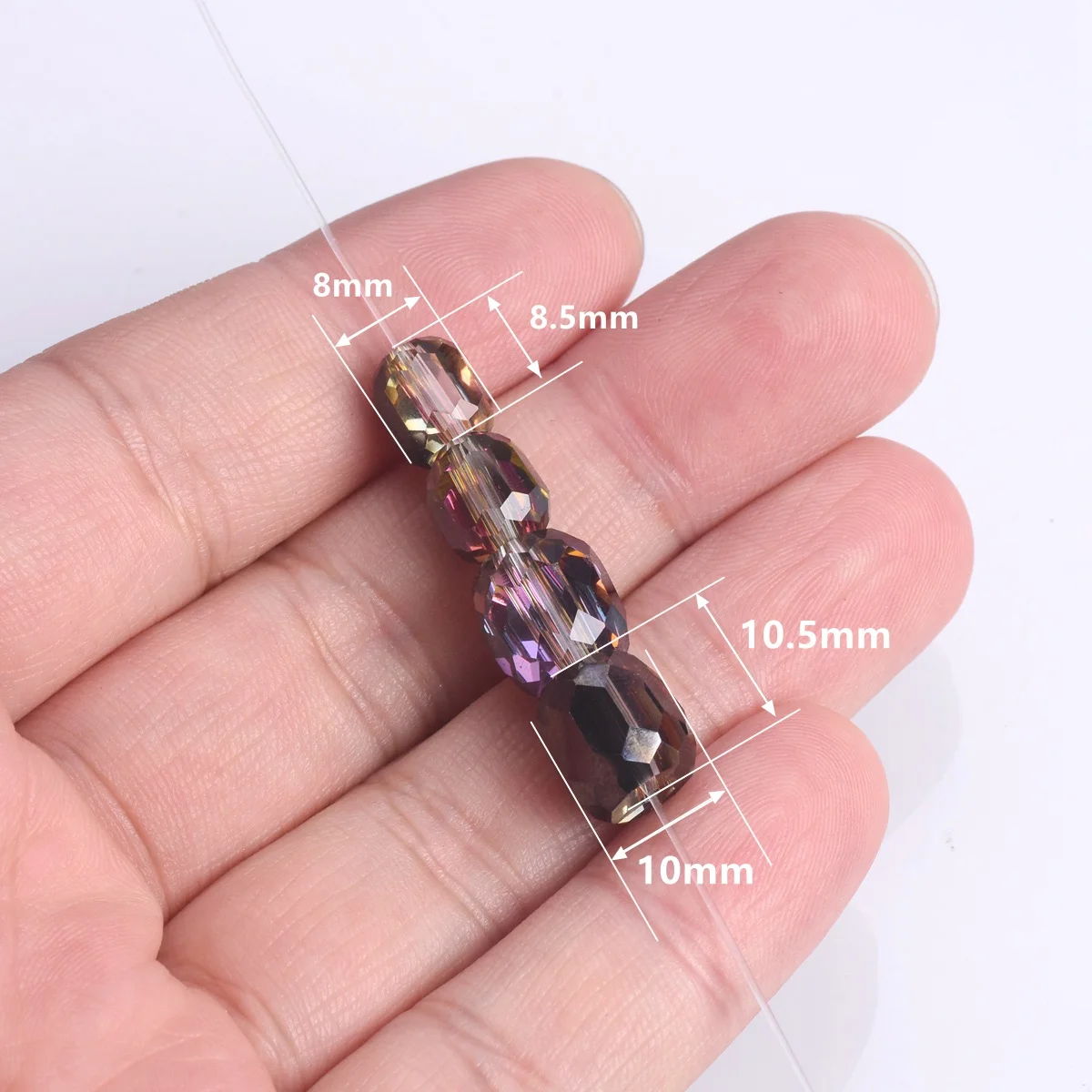 10pcs Shiny Plated 8mm 10mm Round Cylinder Shape Faceted Crystal Glass Loose Beads For Jewelry Making