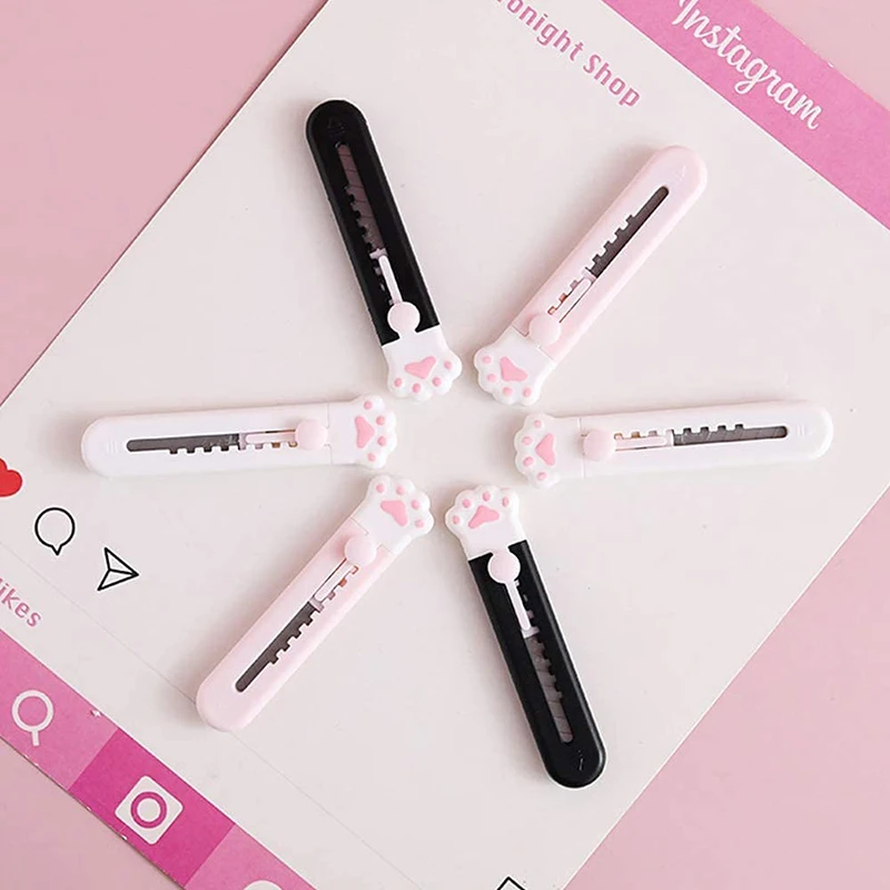 Zoecor 3/2Pcs Stationery Mini Pocket Cute Cat Paw Art Utility Knife Paper Box Cutter Small Non-Slip нож School Art Supplies Tool