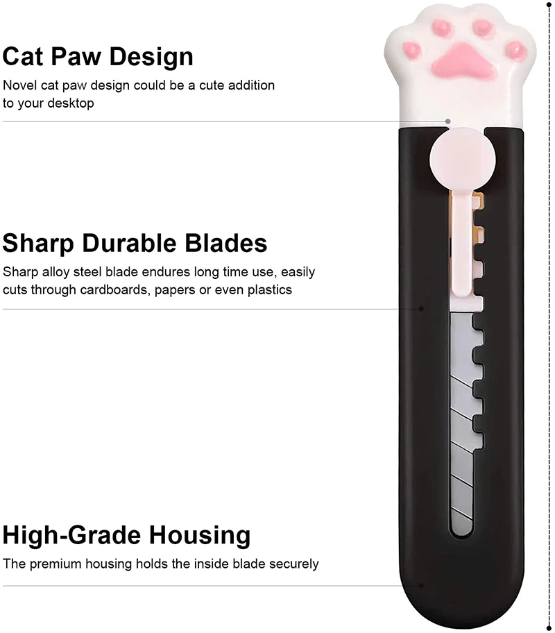 Zoecor 3/2Pcs Stationery Mini Pocket Cute Cat Paw Art Utility Knife Paper Box Cutter Small Non-Slip нож School Art Supplies Tool
