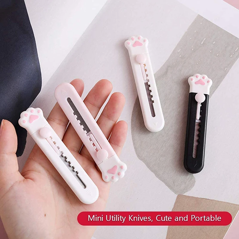 Zoecor 3/2Pcs Stationery Mini Pocket Cute Cat Paw Art Utility Knife Paper Box Cutter Small Non-Slip нож School Art Supplies Tool