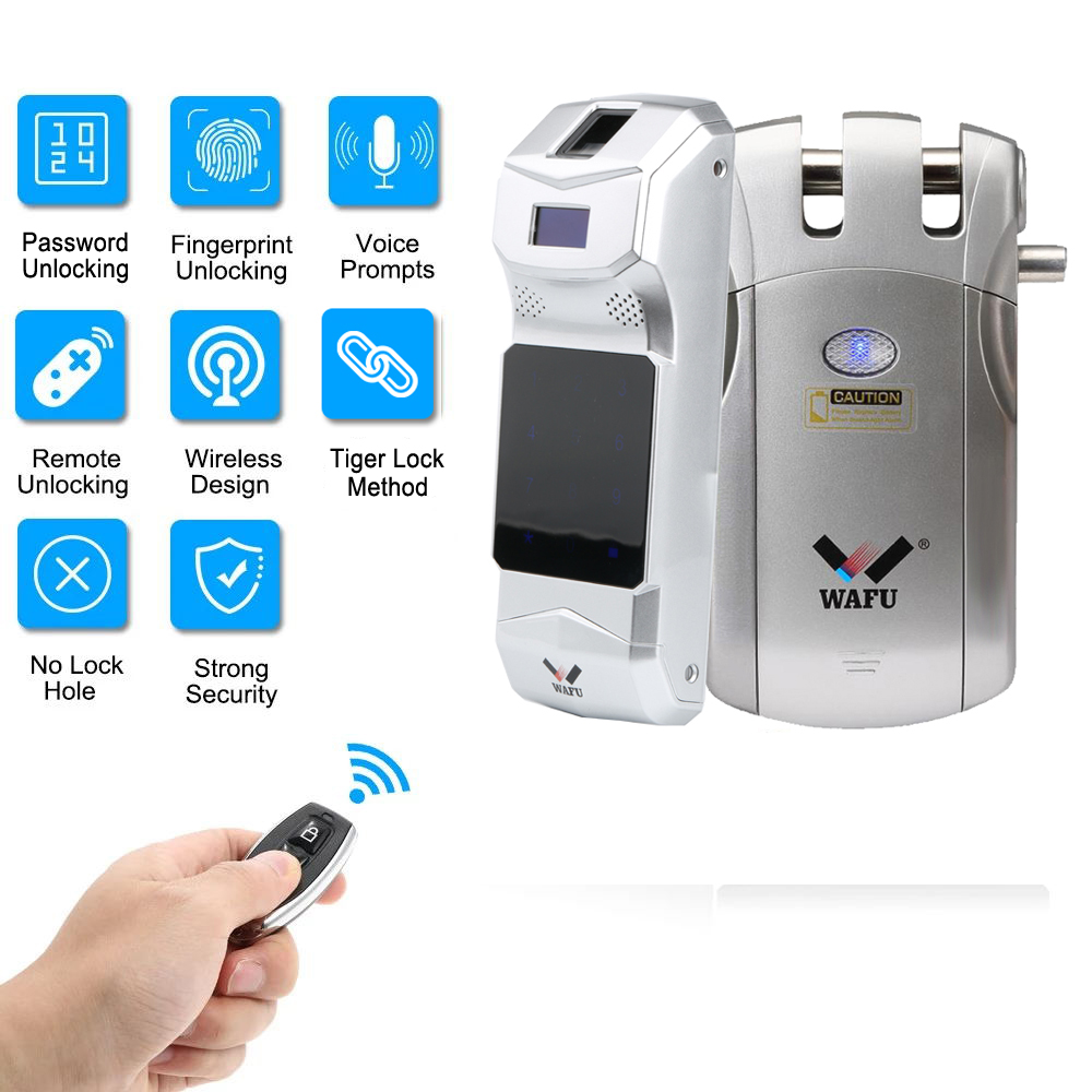 Wafu 019 Remote Control Door Lock Wireless Tuya Wifi Smart Lock Bluetooth Electronic Keyless Invisible Lock Phone Control Locks