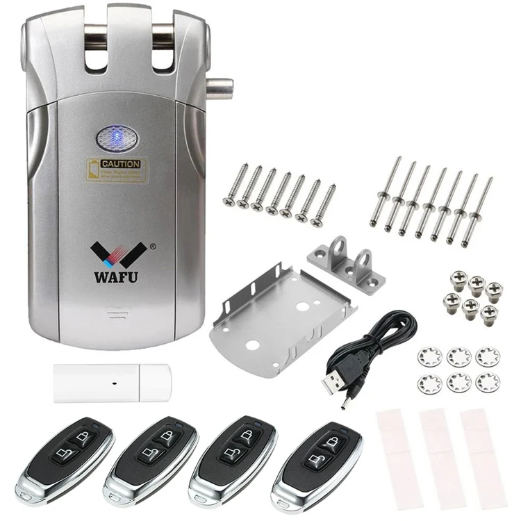 Wafu 019 Remote Control Door Lock Wireless Tuya Wifi Smart Lock Bluetooth Electronic Keyless Invisible Lock Phone Control Locks