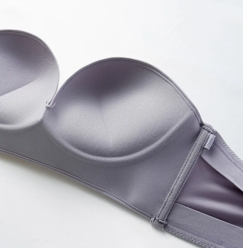 1/2 Cup Push Up Bra Front and Behind Buckle Underwear Women Sexy Deep V Strapless Stealth Brassiere Wire Free Thicken Lingerie