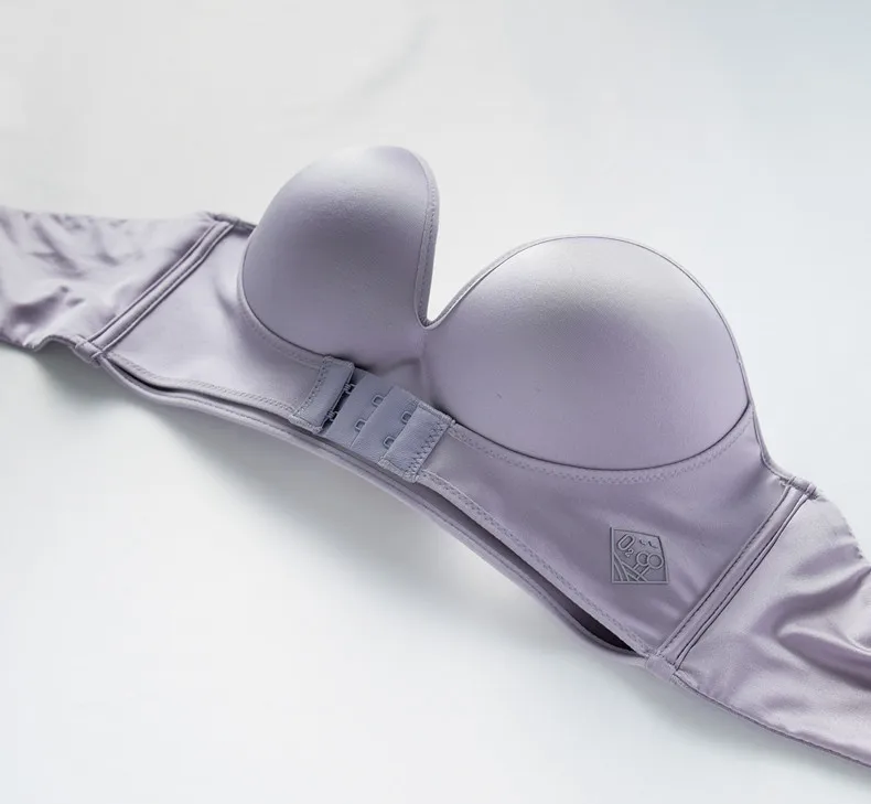 1/2 Cup Push Up Bra Front and Behind Buckle Underwear Women Sexy Deep V Strapless Stealth Brassiere Wire Free Thicken Lingerie