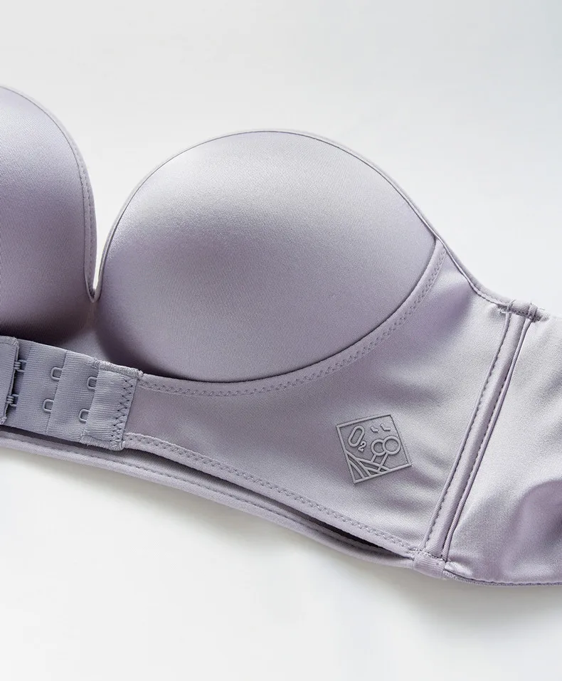 1/2 Cup Push Up Bra Front and Behind Buckle Underwear Women Sexy Deep V Strapless Stealth Brassiere Wire Free Thicken Lingerie