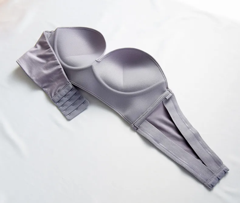 1/2 Cup Push Up Bra Front and Behind Buckle Underwear Women Sexy Deep V Strapless Stealth Brassiere Wire Free Thicken Lingerie