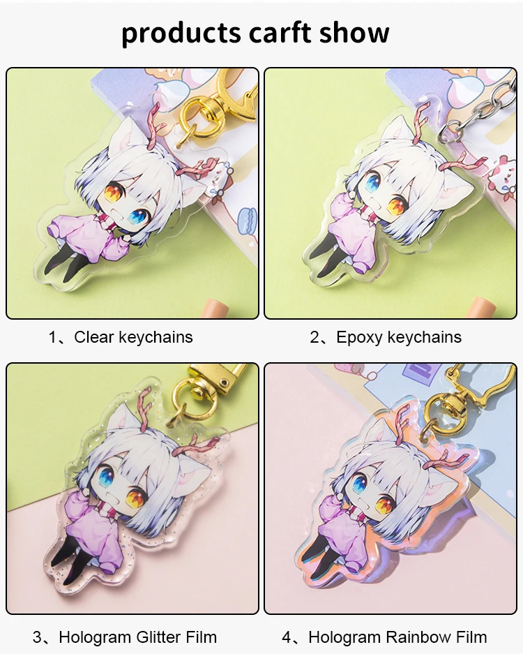 Custom Keychains Cartoon Llavero Key Chain Photo Customized Anime Charms Hologram Clear Acrylic Personalized Designer Keychains