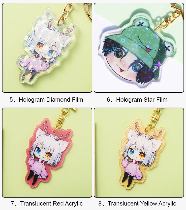 Custom Keychains Cartoon Llavero Key Chain Photo Customized Anime Charms Hologram Clear Acrylic Personalized Designer Keychains