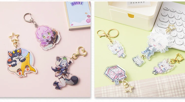 Custom Keychains Cartoon Llavero Key Chain Photo Customized Anime Charms Hologram Clear Acrylic Personalized Designer Keychains