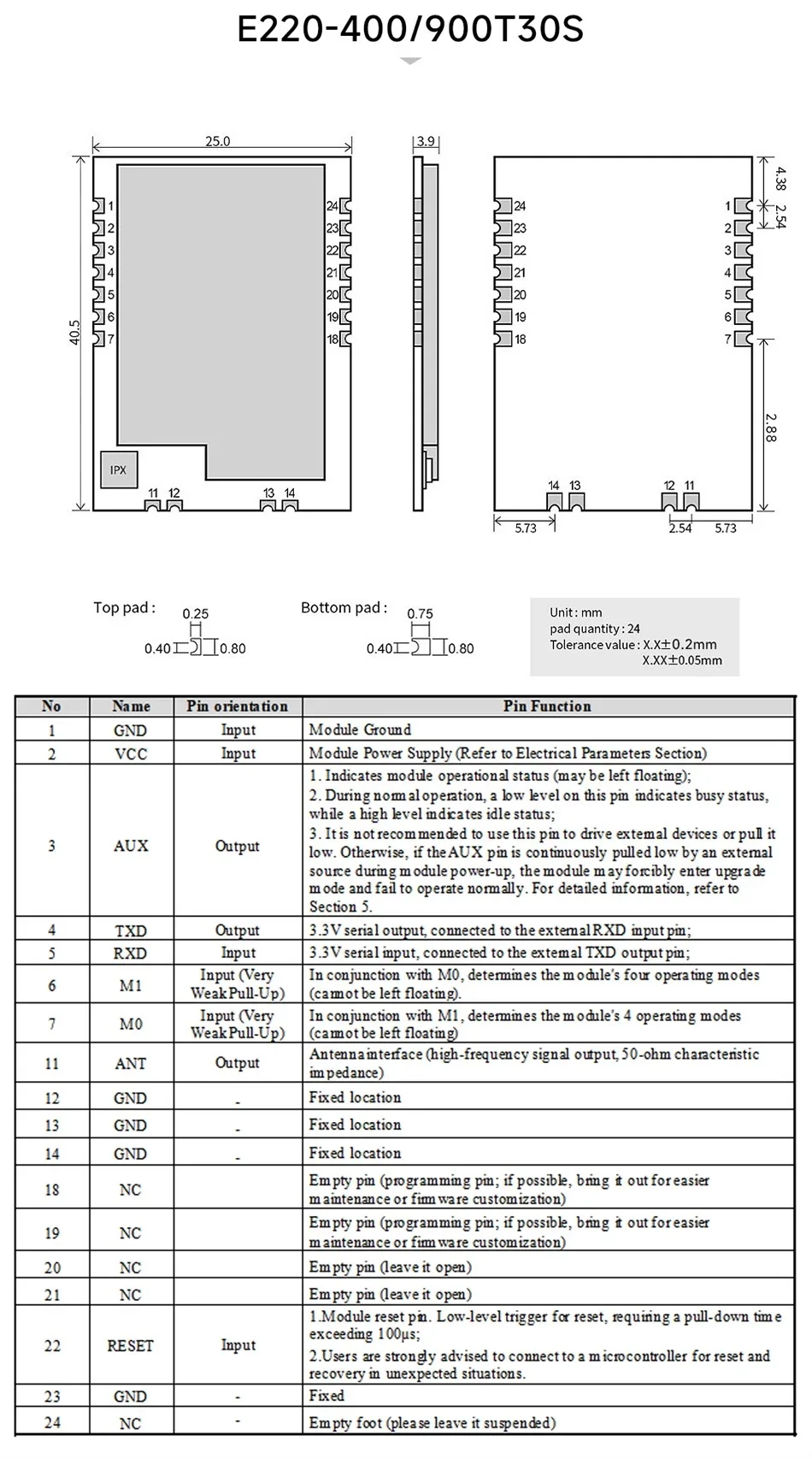 LLCC68 LoRa Module CDEBYTE E220 UART Series Module 433/868/915Mhz 22/30dBm Long Range WOR Transmitter Receiver