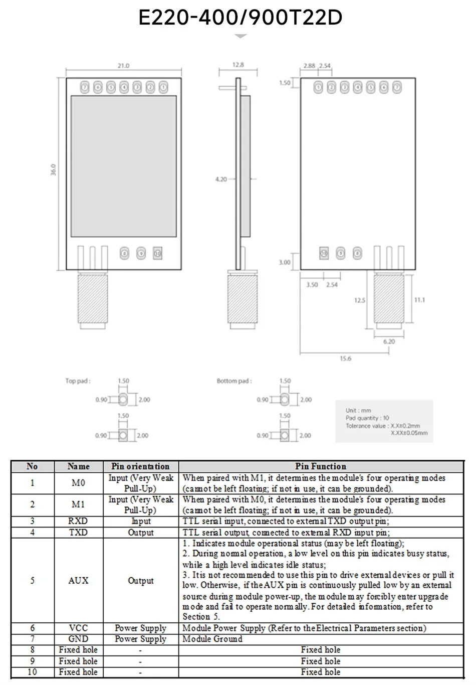 LLCC68 LoRa Module CDEBYTE E220 UART Series Module 433/868/915Mhz 22/30dBm Long Range WOR Transmitter Receiver