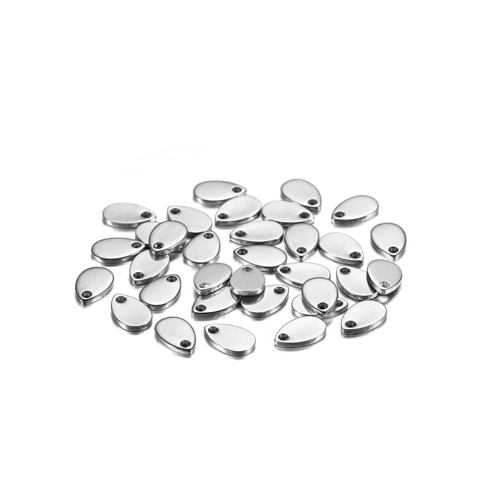 100pcs Customized Laser Engrave Name LOGO Stainless Steel Personalized Tags Custom Logo For DIY Necklace Pendant Charms