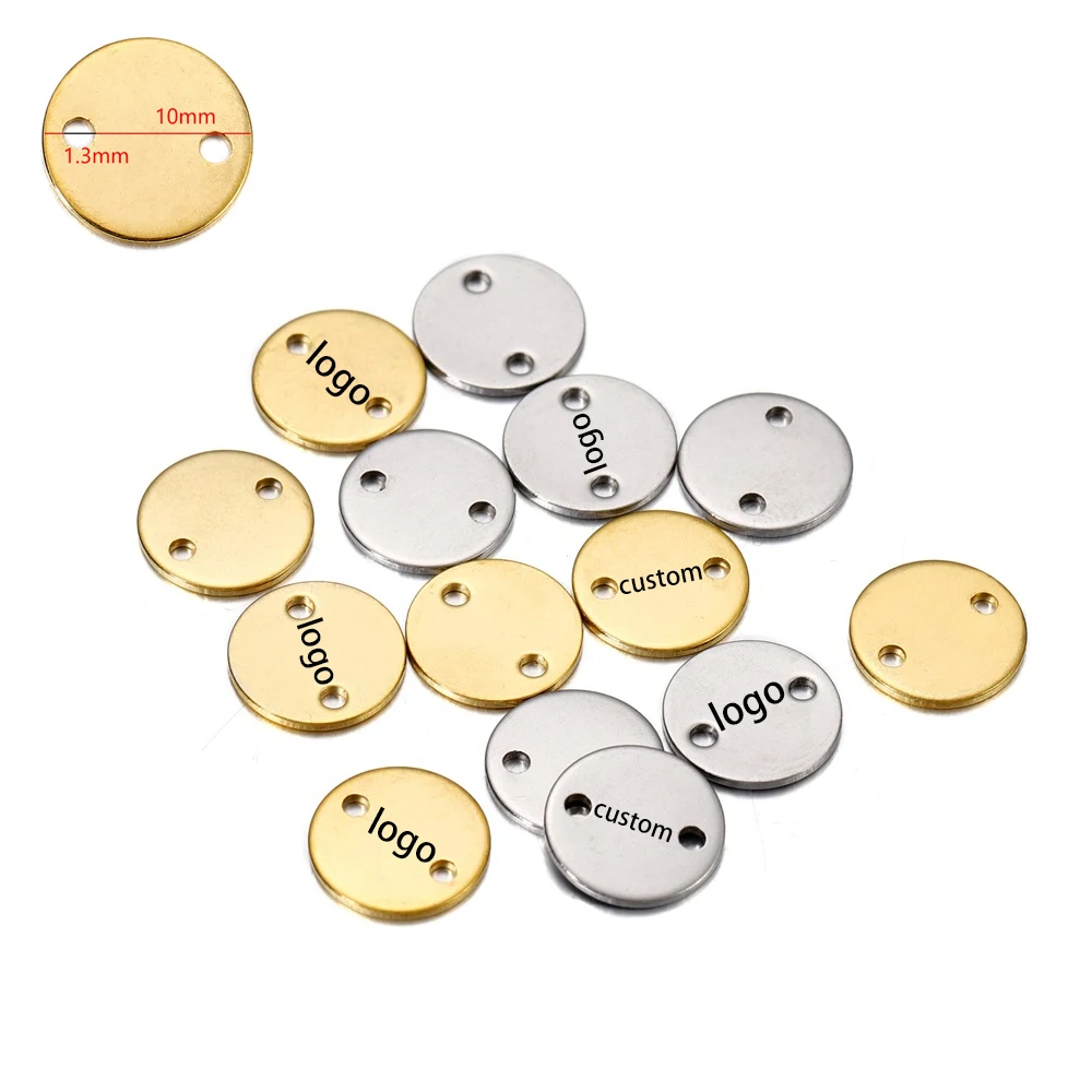100pcs Customized Laser Engrave Name LOGO Stainless Steel Personalized Tags Custom Logo For DIY Necklace Pendant Charms