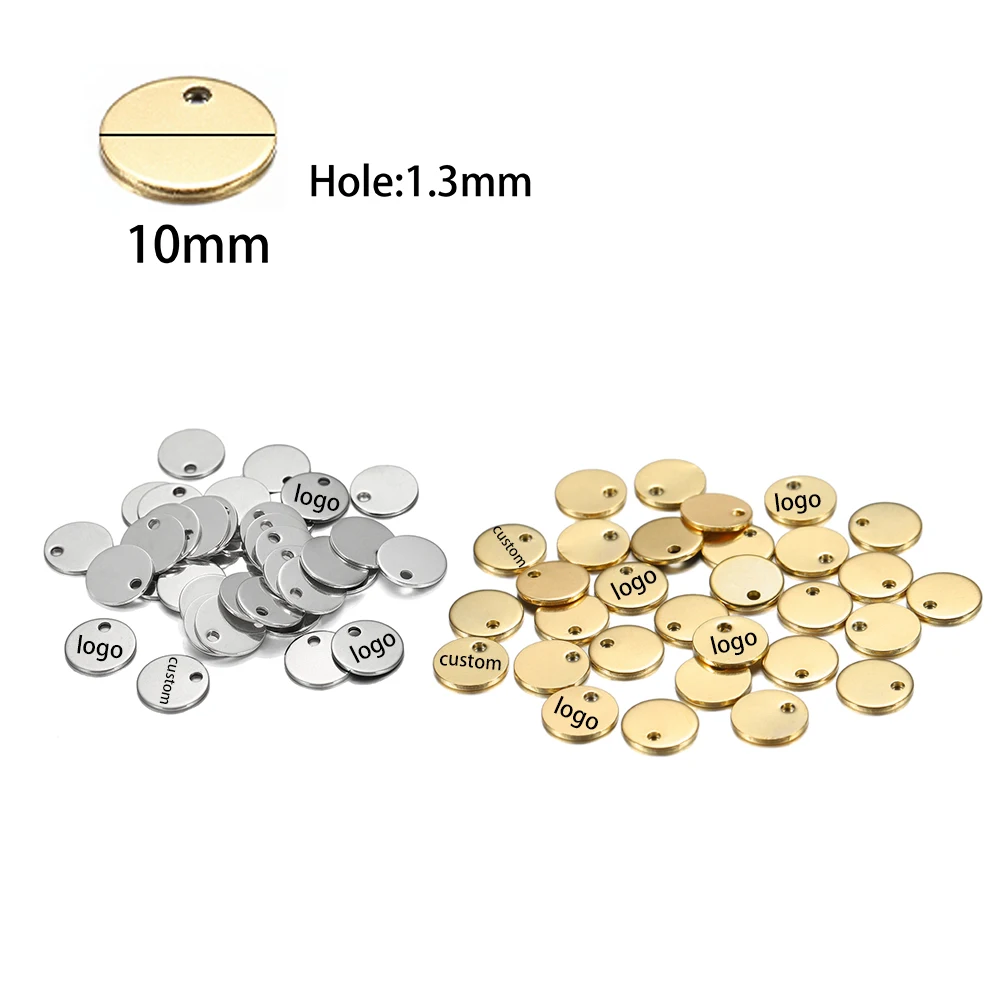 100pcs Customized Laser Engrave Name LOGO Stainless Steel Personalized Tags Custom Logo For DIY Necklace Pendant Charms