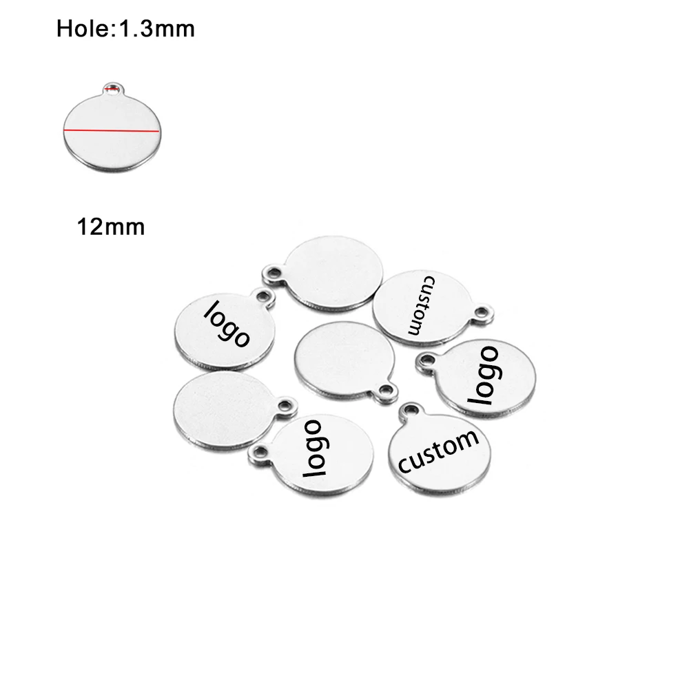 100pcs Customized Laser Engrave Name LOGO Stainless Steel Personalized Tags Custom Logo For DIY Necklace Pendant Charms