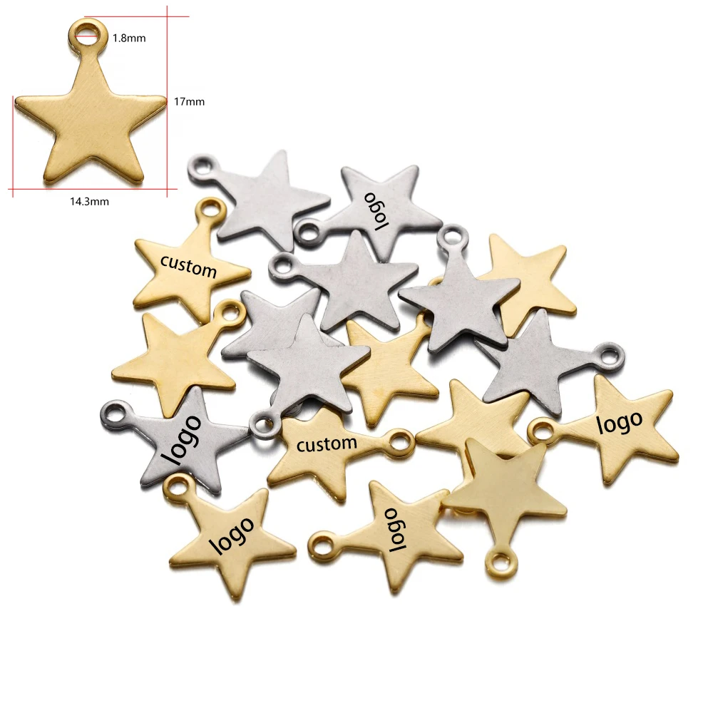 100pcs Customized Laser Engrave Name LOGO Stainless Steel Personalized Tags Custom Logo For DIY Necklace Pendant Charms