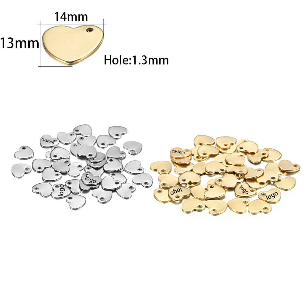 100pcs Customized Laser Engrave Name LOGO Stainless Steel Personalized Tags Custom Logo For DIY Necklace Pendant Charms