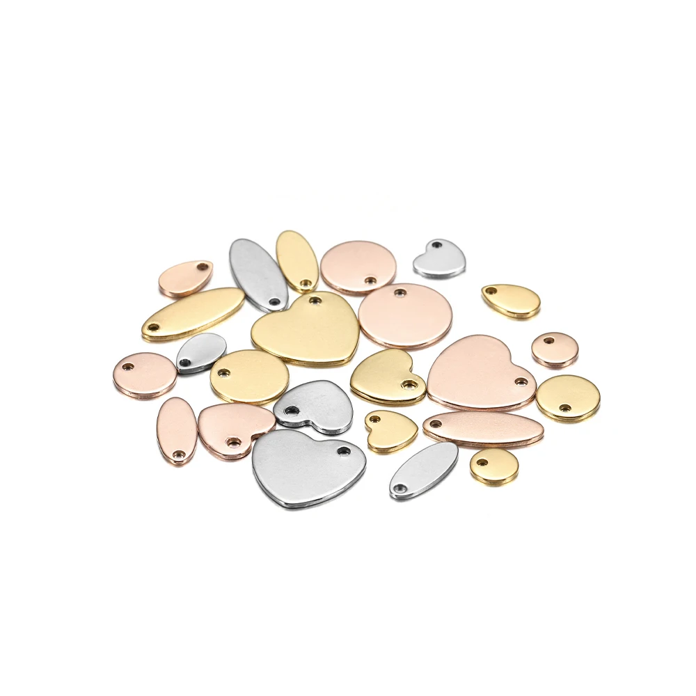 100pcs Customized Laser Engrave Name LOGO Stainless Steel Personalized Tags Custom Logo For DIY Necklace Pendant Charms