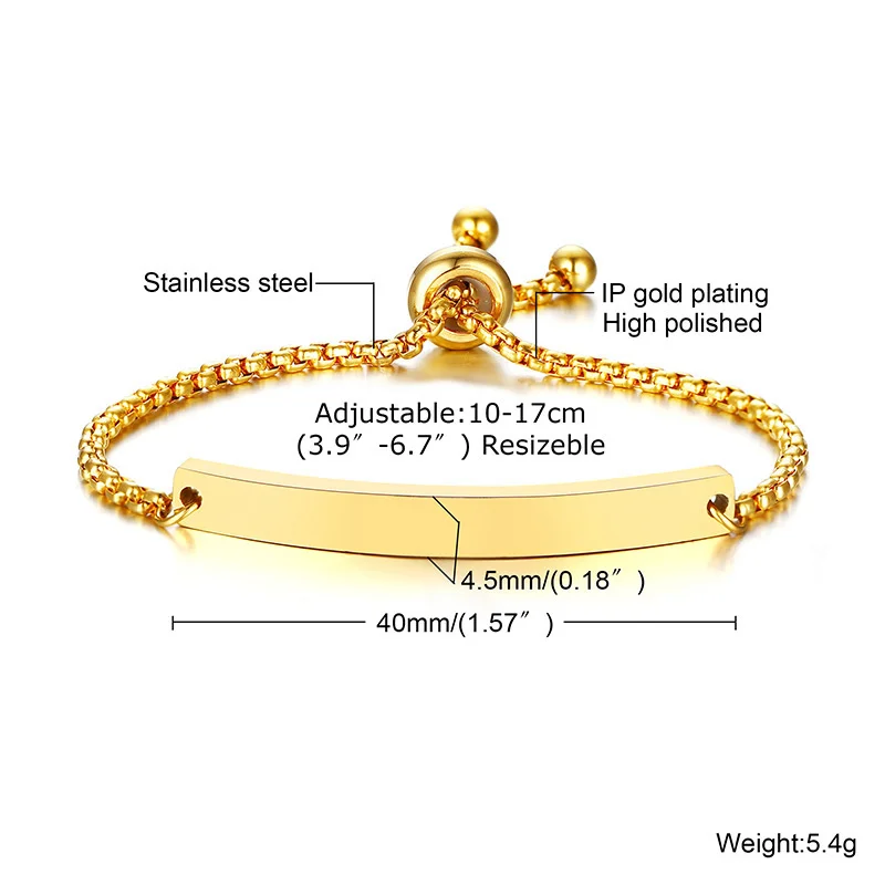 Custom Engraved Bracelets for Little Girl Gifts, Personalized Anti Allergy Stainless Steel Bar Girls Boys Jewelry