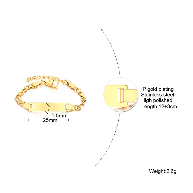 Custom Engraved Bracelets for Little Girl Gifts, Personalized Anti Allergy Stainless Steel Bar Girls Boys Jewelry