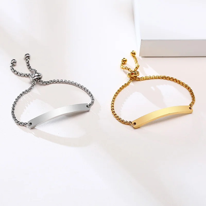 Custom Engraved Bracelets for Little Girl Gifts, Personalized Anti Allergy Stainless Steel Bar Girls Boys Jewelry