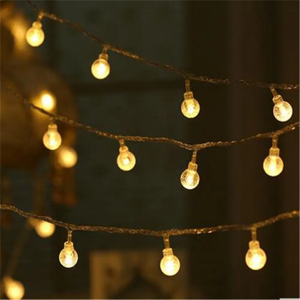 LED String Fairy Light 220V 10M/20M/30M Crystal Bubble Ball Outdoor Lamp Bulbs Garland Decoration Waterproof Garden Christmas