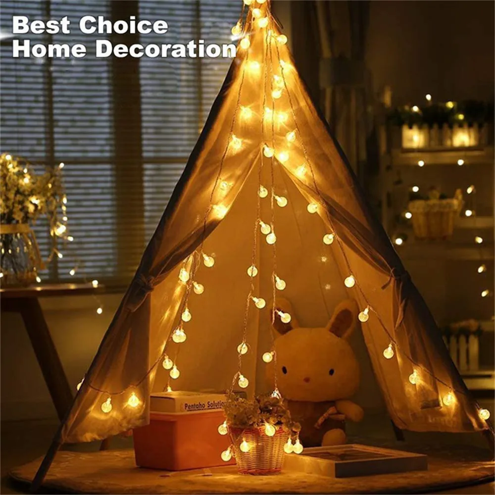 LED String Fairy Light 220V 10M/20M/30M Crystal Bubble Ball Outdoor Lamp Bulbs Garland Decoration Waterproof Garden Christmas
