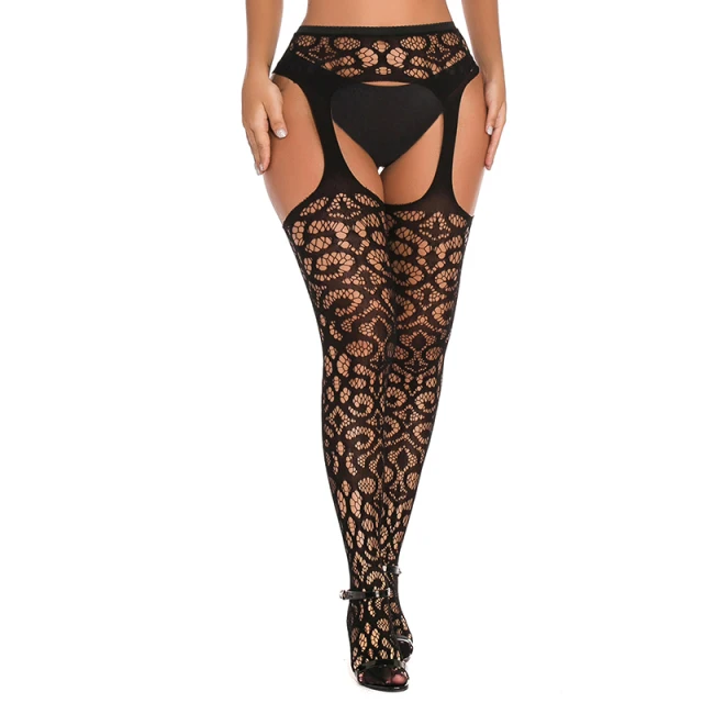 Women Sexy Body Stocking Lace Soft Top Thigh High Stockings + Suspender Garter Belt Over Knee Pantyhose Floral Fit Dropship