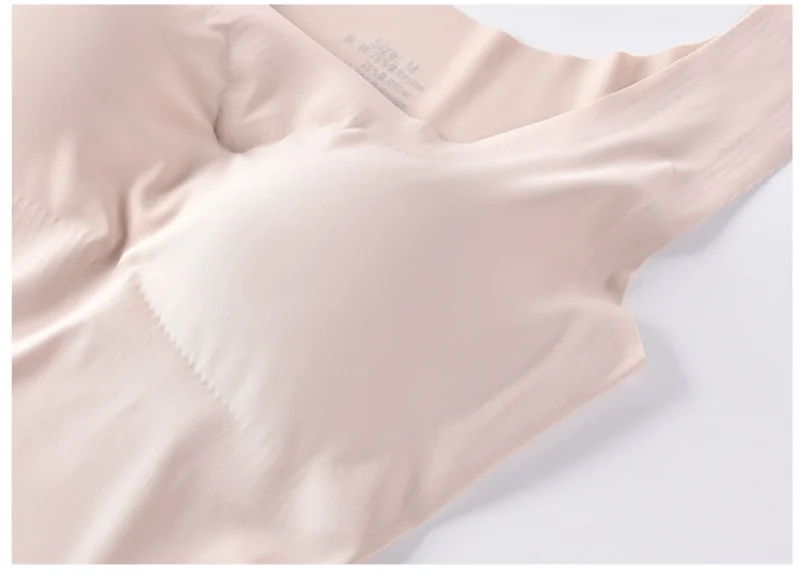 Ice Silk Tank Top Wireless Paded Lingerie Push Up Seamless Padded Vest Crop Top Tee Camisole Feminino Comfortable Sleep Cami