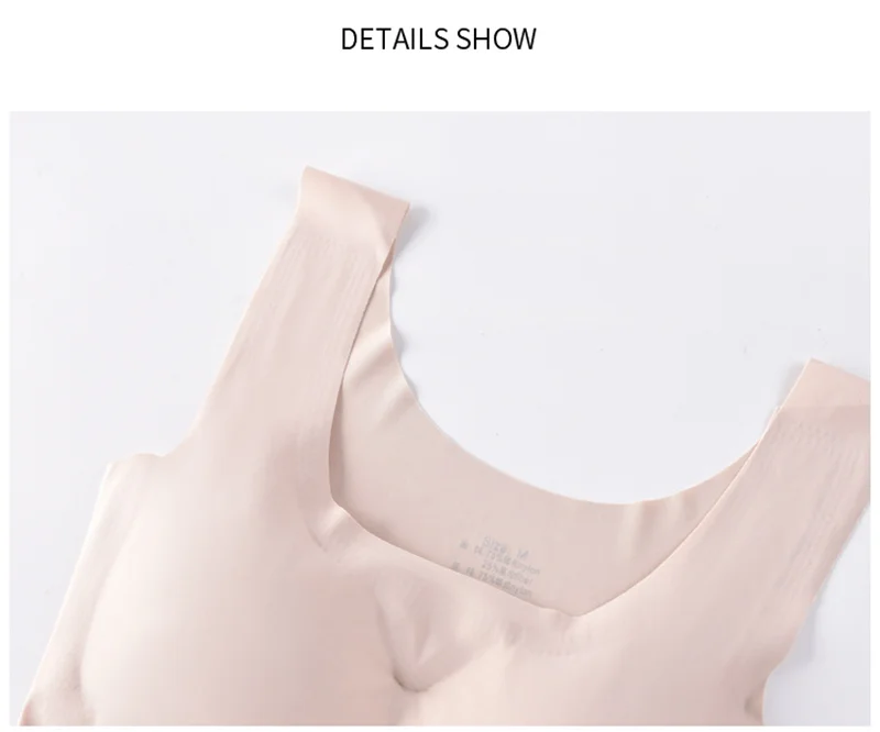 Ice Silk Tank Top Wireless Paded Lingerie Push Up Seamless Padded Vest Crop Top Tee Camisole Feminino Comfortable Sleep Cami