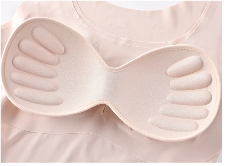 Ice Silk Tank Top Wireless Paded Lingerie Push Up Seamless Padded Vest Crop Top Tee Camisole Feminino Comfortable Sleep Cami