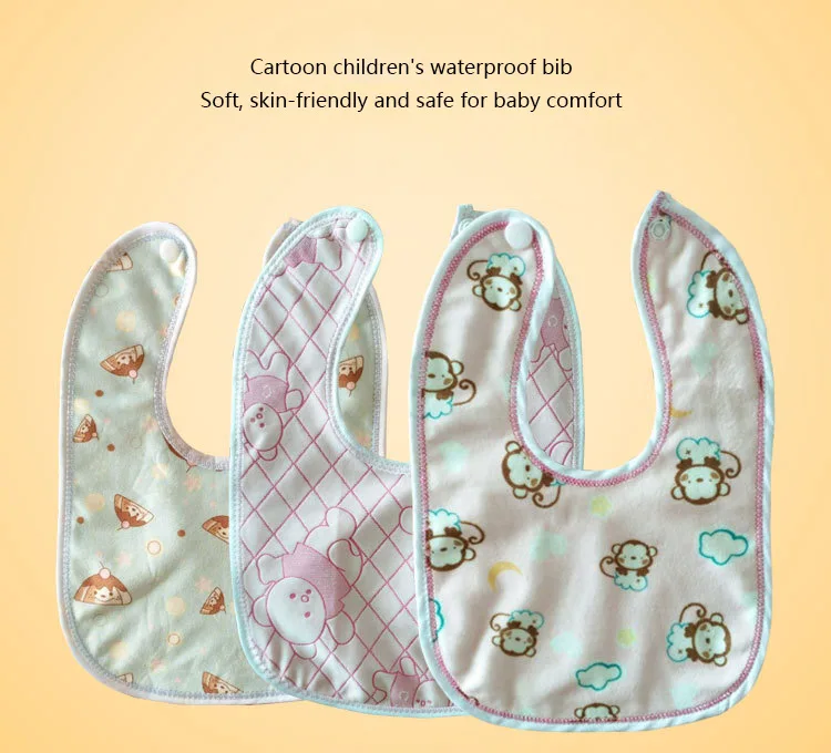 Baby Cartoon Snap Waterproof Bib Super Soft Baby Bib Newborn Crystal Velvet Saliva Towel