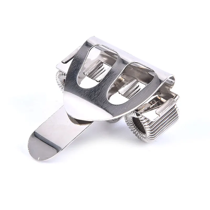1pc Spring Pen Clip Metal Pencil Holder Single Hole Double Opening Triple Orifice Elastic Loop Portable Writing Stationery