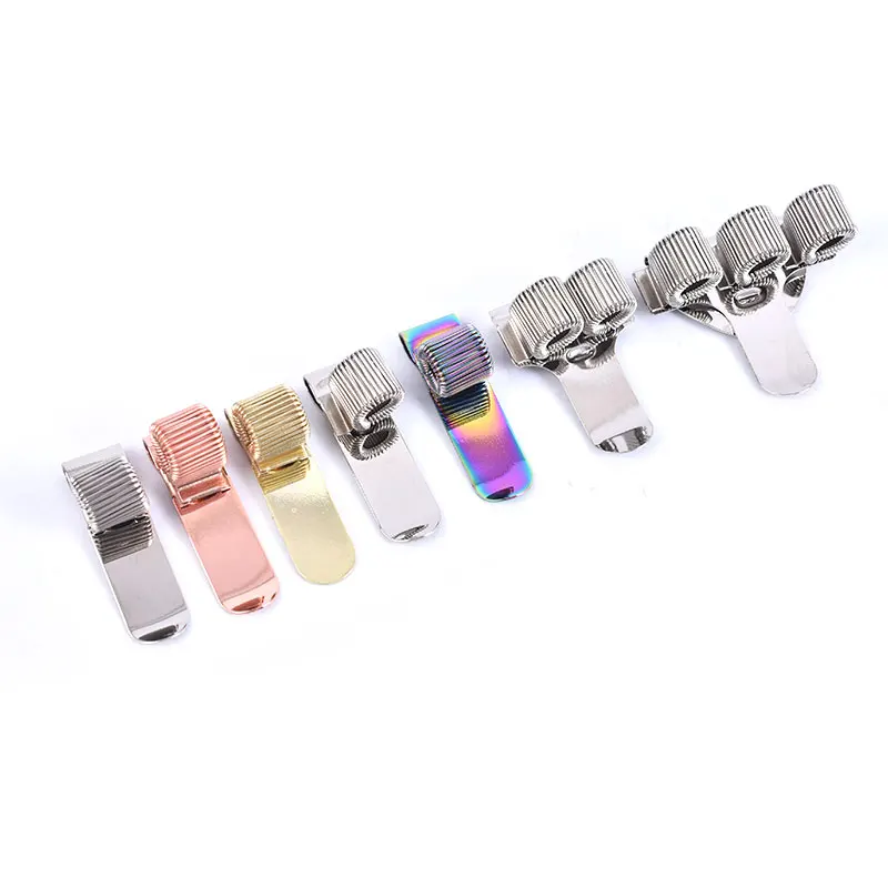 1pc Spring Pen Clip Metal Pencil Holder Single Hole Double Opening Triple Orifice Elastic Loop Portable Writing Stationery