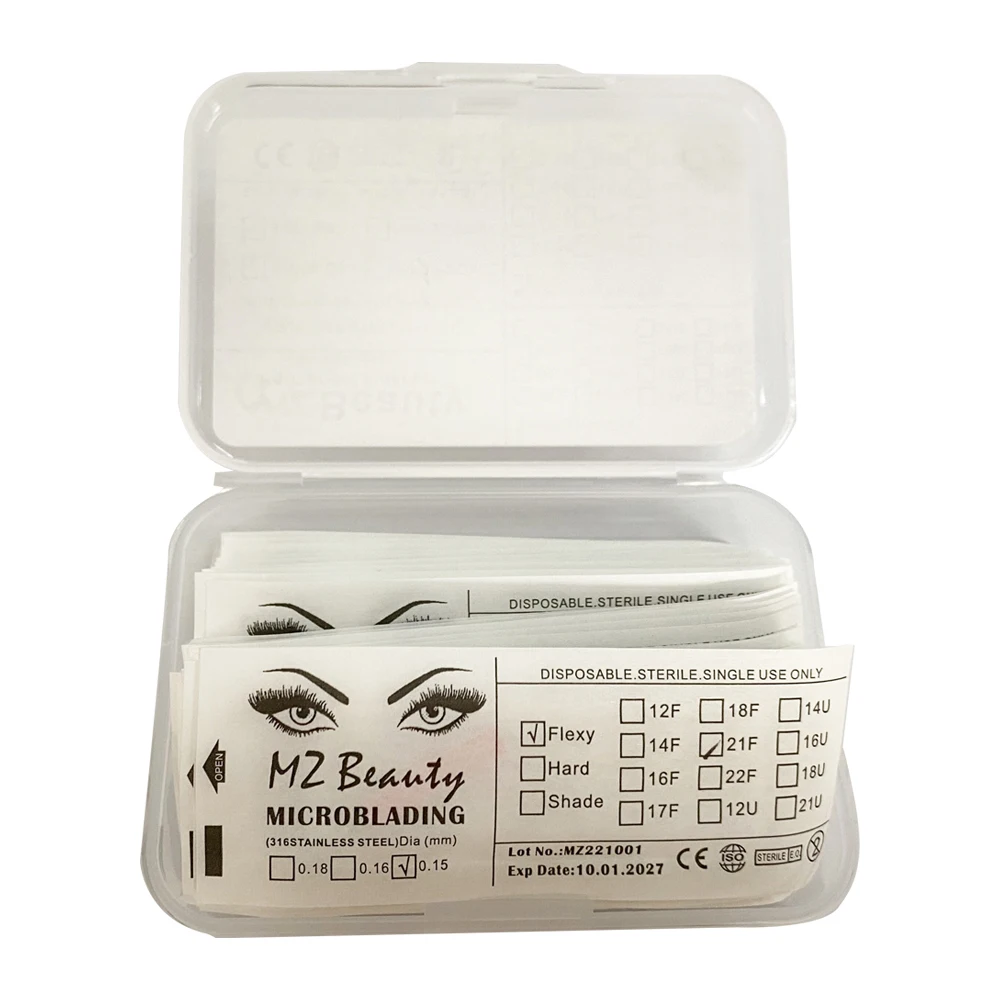 Nano Microblading Needles 0.15MM Tattoo Eyebrow Blades Microblade Embroidery Agulha Nanoneedles For 3D Hair Strokes 50PCS