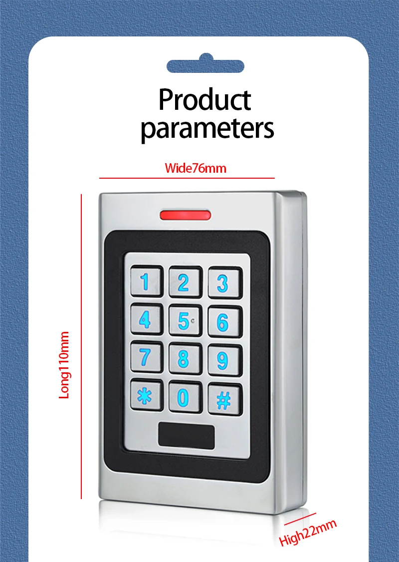 Door Access Control Keypad RFID Reader 2000 User Wiegand Input+Output Electric Lock Outdoor Waterproof Doorbell IP67 Zinc Alloy