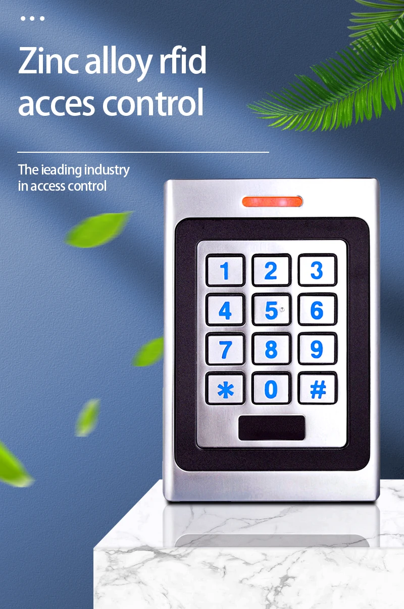 Door Access Control Keypad RFID Reader 2000 User Wiegand Input+Output Electric Lock Outdoor Waterproof Doorbell IP67 Zinc Alloy