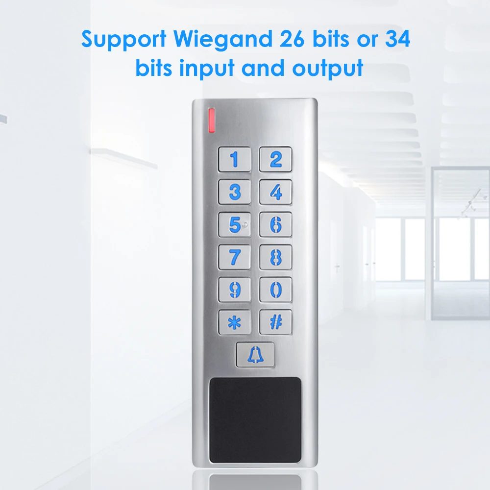 Door Access Control Keypad RFID Reader 2000 User Wiegand Input+Output Electric Lock Outdoor Waterproof Doorbell IP67 Zinc Alloy