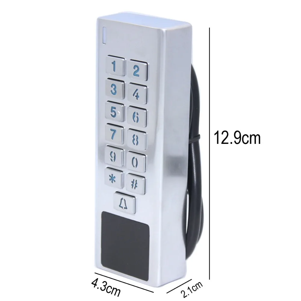 Door Access Control Keypad RFID Reader 2000 User Wiegand Input+Output Electric Lock Outdoor Waterproof Doorbell IP67 Zinc Alloy
