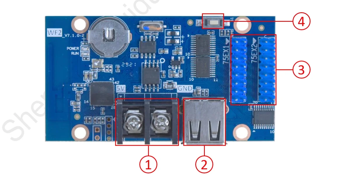 HD-WF2 Huidu Full Color Seven-Color Small LED Display WIFI Control Card Support P5 P8 P10 RGB Panel