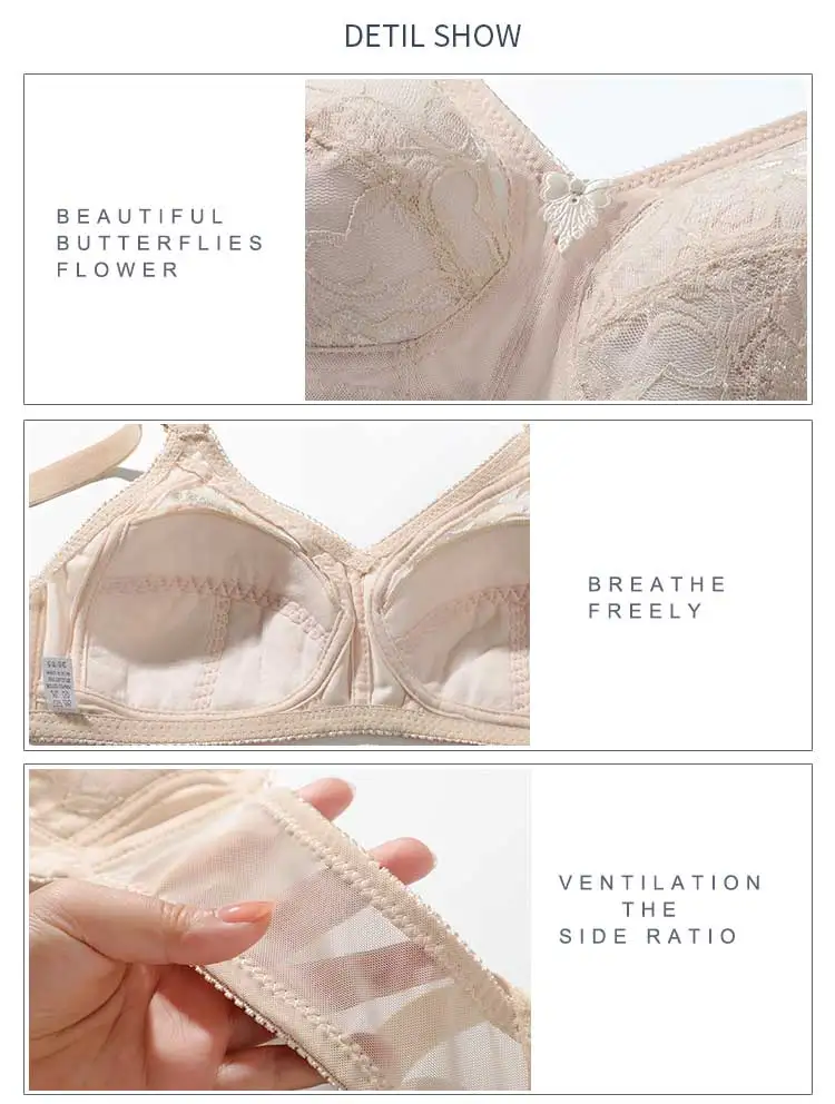Yenlice Thin Bra Full Cup B 36 38 40 42 Wireless Lace Cotton Thin-Padded Women Bras Breathable Black Single-Bra Classic Bra