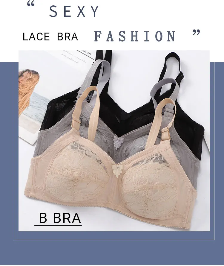 Yenlice Thin Bra Full Cup B 36 38 40 42 Wireless Lace Cotton Thin-Padded Women Bras Breathable Black Single-Bra Classic Bra