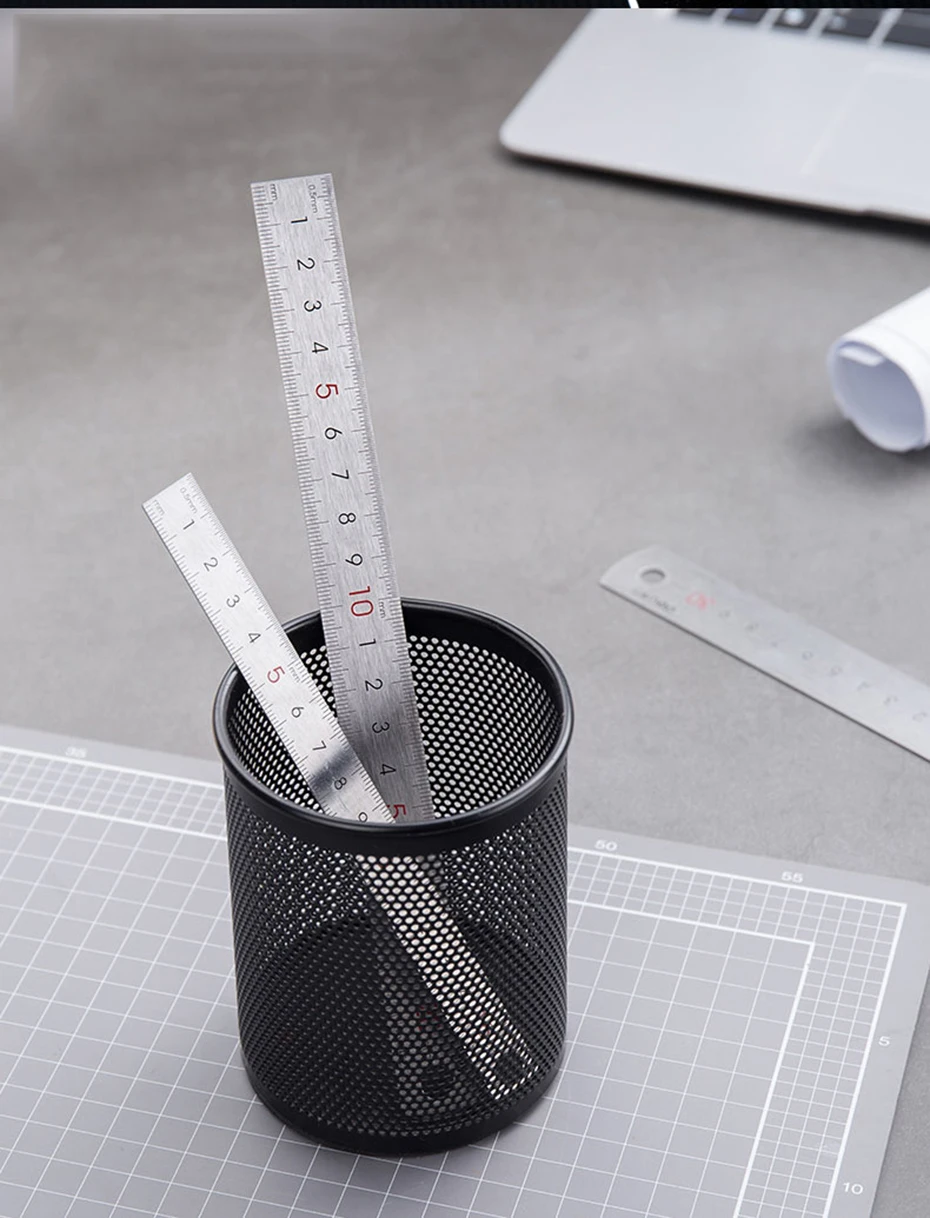 Deli Stainless Steel Metal Ruler 15/20/30cm Straight Line Rulers for School Kids Precision Measuring Drawing Reglas Tool Supplie