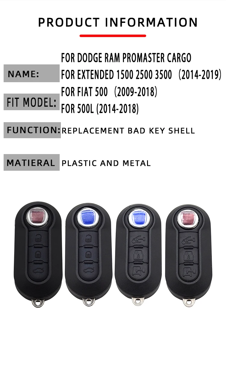 Cocolockey Smart Key for Car Key Shell Case Fob for FIAT 500 Panda Punto Bravo Ducato Stilo Remote Auto Key 3 Button SIP22 Blade
