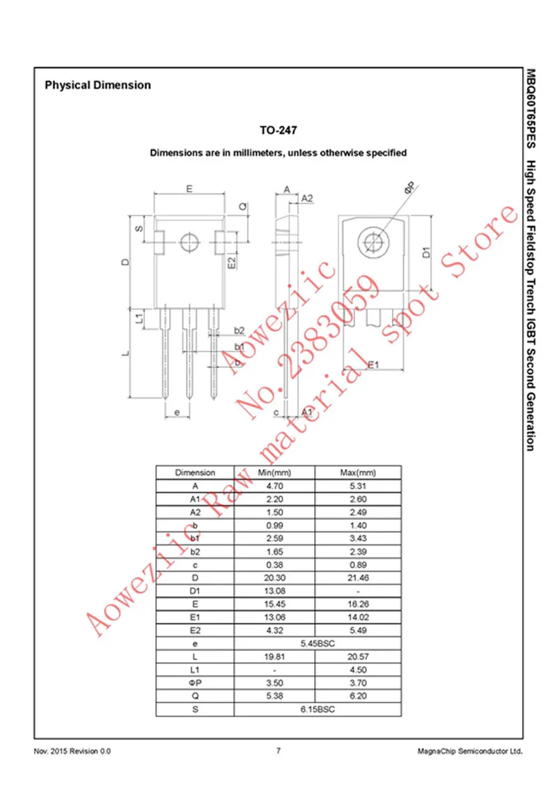 Aoweziic 2024+ 100% New Imported Original MBQ60T65PESTH MBQ60T65PES MBQ60T65 60T65PES 60T65 TO-247 IGBT Single Pipe 60A 650V